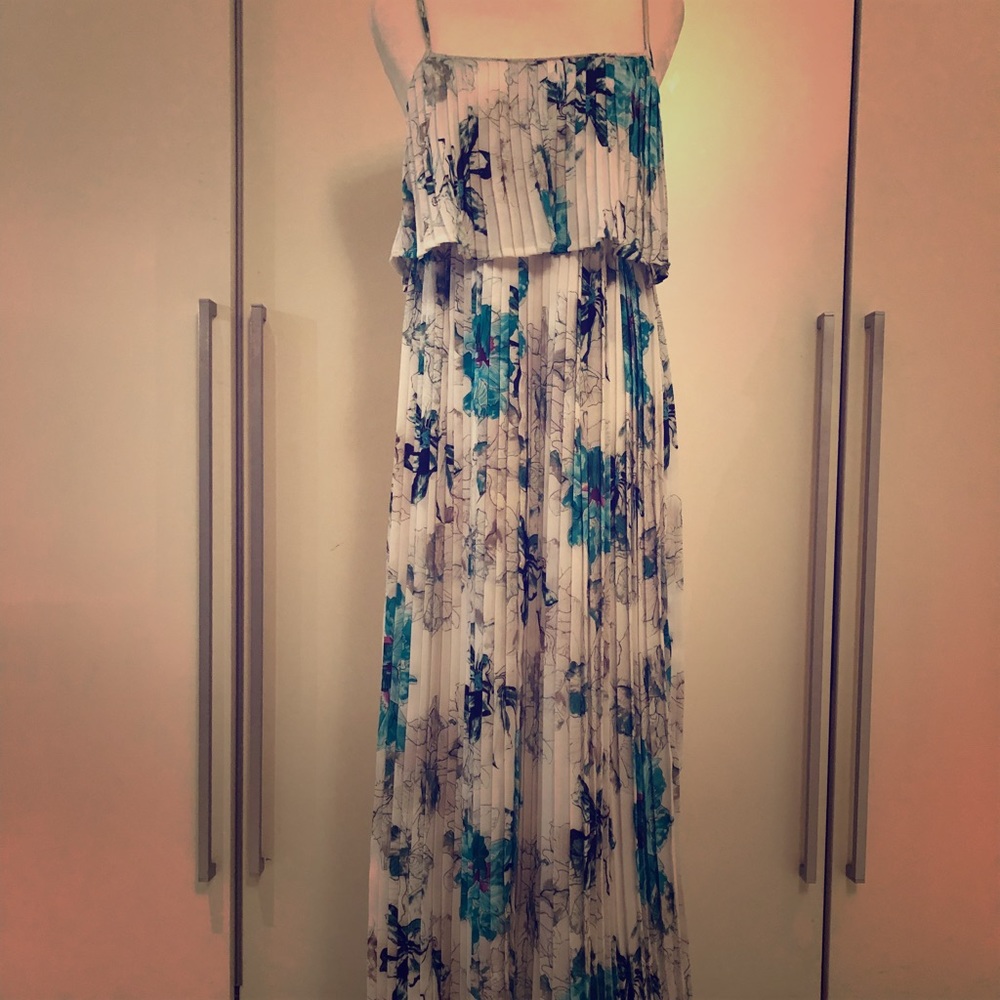 Australian designer floral pleated dress.